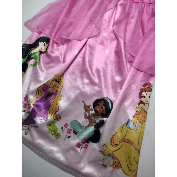 Disney Princess Pink Nightgown Toddler Girls 4T Mulan Rapunzel Jasmine Belle - Picture 2 of 4